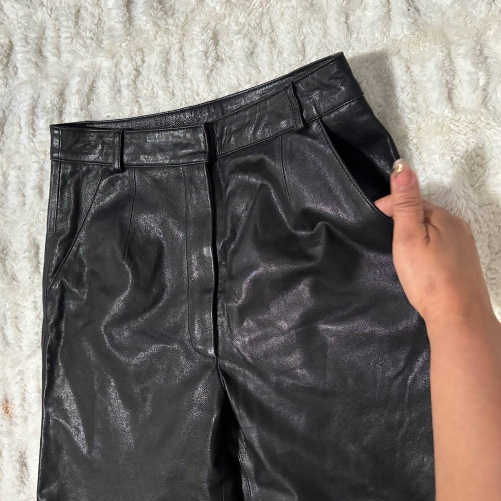 ENVELOPE 1976 Women’s Black Faux Leather Straight- Leg Pants - Picture 10 of 16